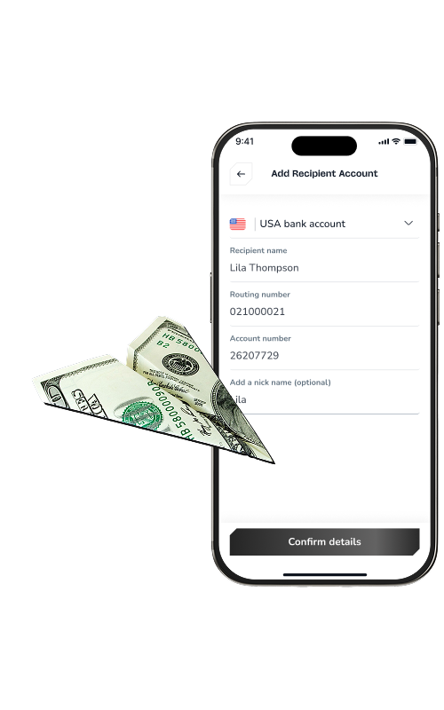 Bank transfer screen